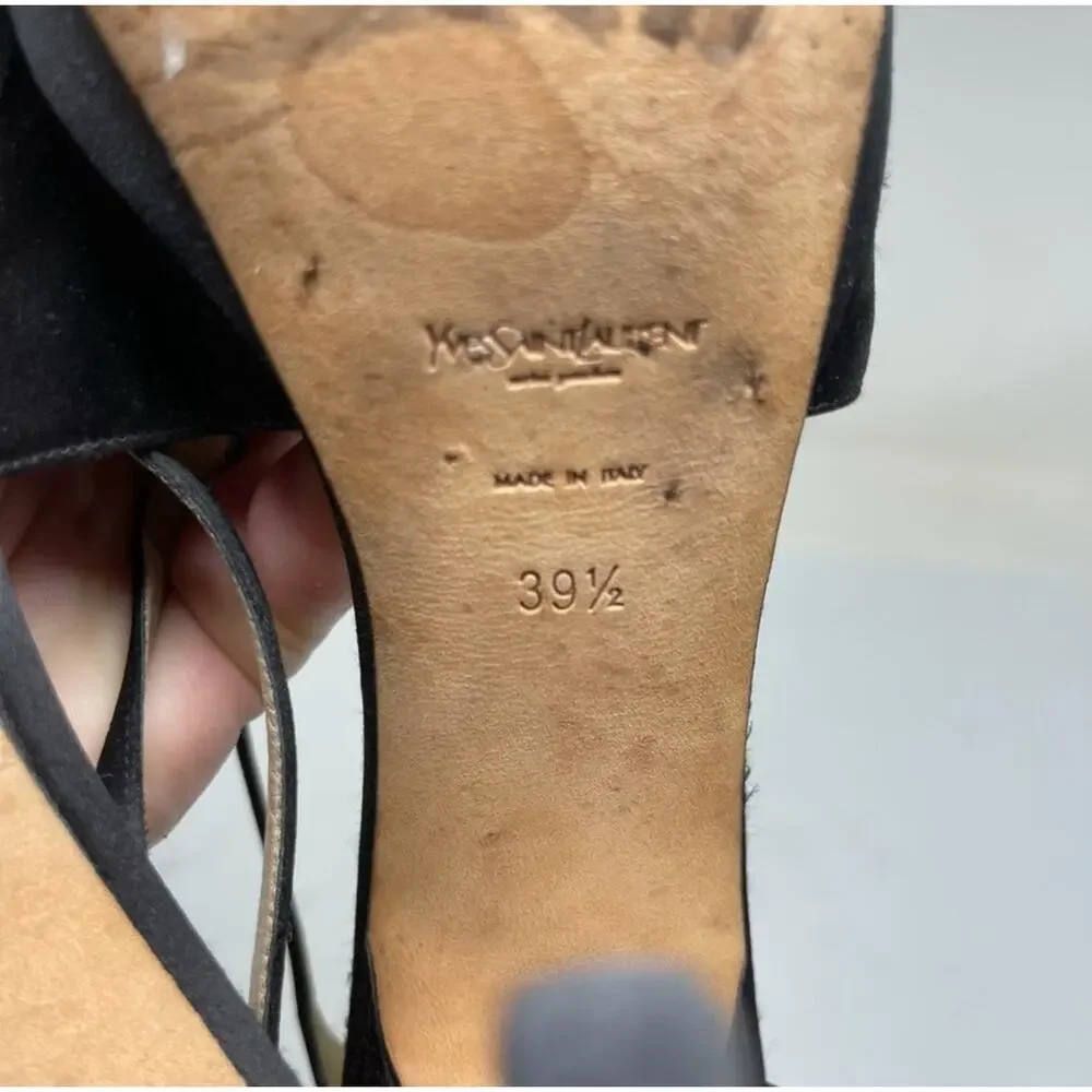 Yves Saint Laurent Vintage black satin platform ultra high heels size 39.5 - Picture 10 of 12